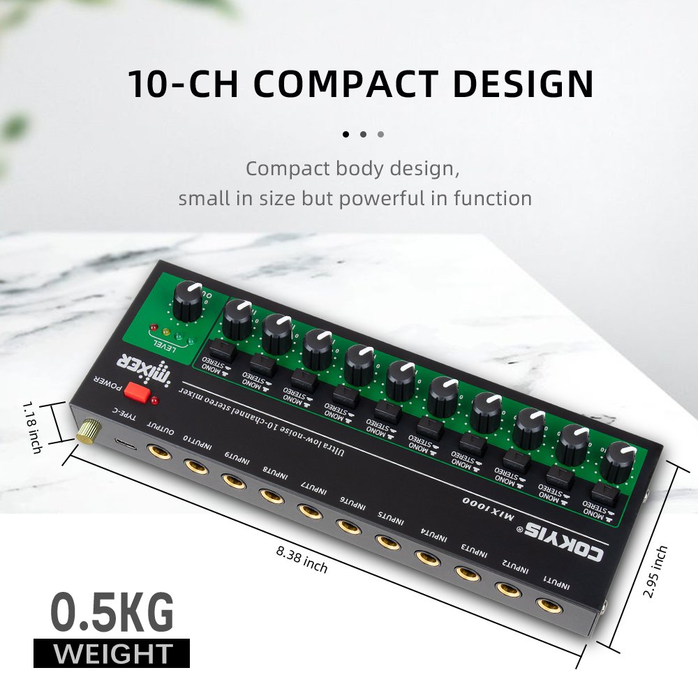 MIX1000 10 channel stereo mixer studio audio sound card mixer live recording mini mixer audio professional