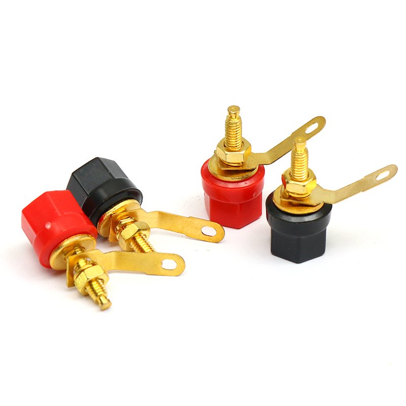 Full Custom OEM Free Sample Fine Copper 2-Pin Gold-Plated Binding Post Audio amplifier terminal block speaker banana socket