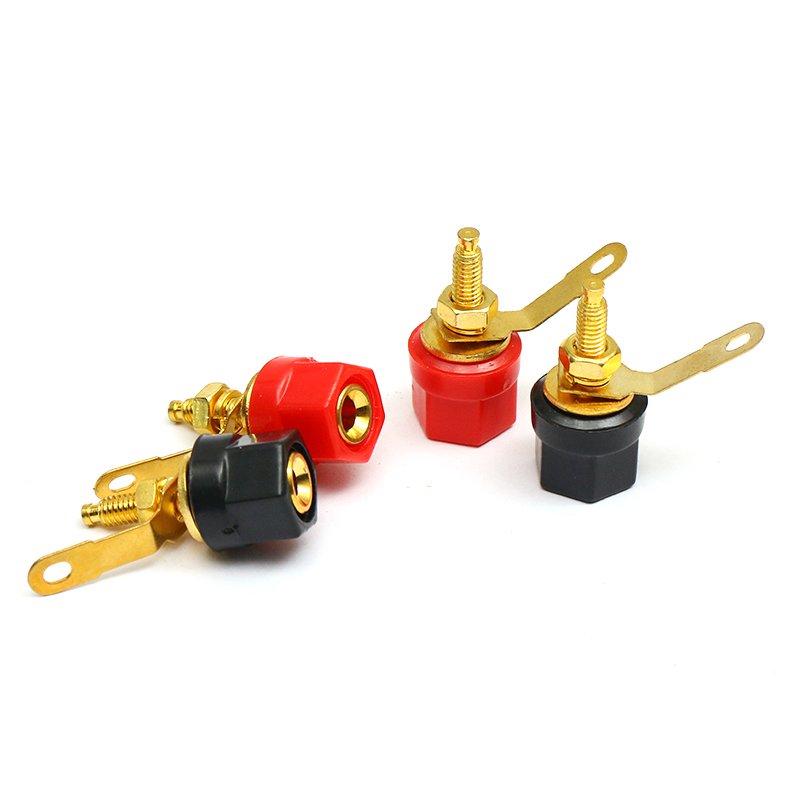 Full Custom OEM Free Sample Fine Copper 2-Pin Gold-Plated Binding Post Audio amplifier terminal block speaker banana socket