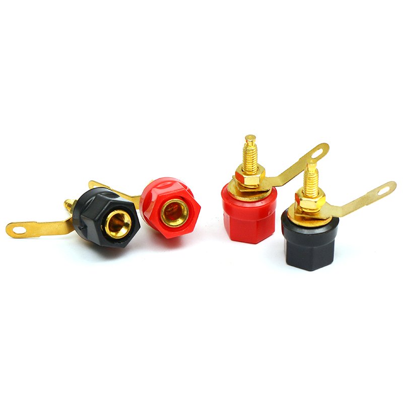 Full Custom OEM Free Sample Fine Copper 2-Pin Gold-Plated Binding Post Audio amplifier terminal block speaker banana socket