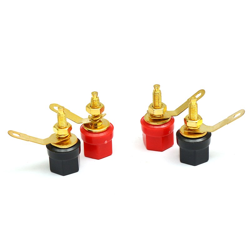 Full Custom OEM Free Sample Fine Copper 2-Pin Gold-Plated Binding Post Audio amplifier terminal block speaker banana socket