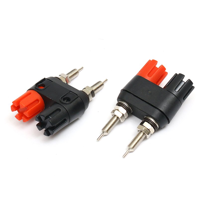 OEM Free Sample Fine Copper 2-Pin Gold-Plated Binding Post Double row connected terminal block audio equipment accessories