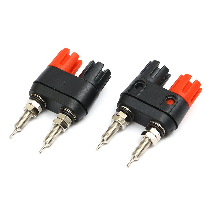 OEM Free Sample Fine Copper 2-Pin Gold-Plated Binding Post Double row connected terminal block audio equipment accessories