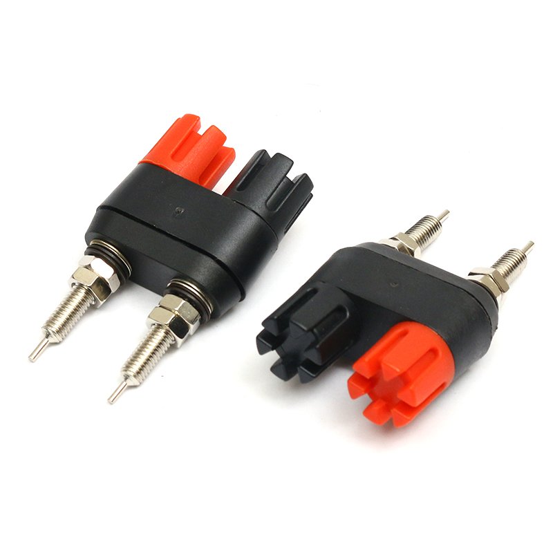 OEM Free Sample Fine Copper 2-Pin Gold-Plated Binding Post Double row connected terminal block audio equipment accessories