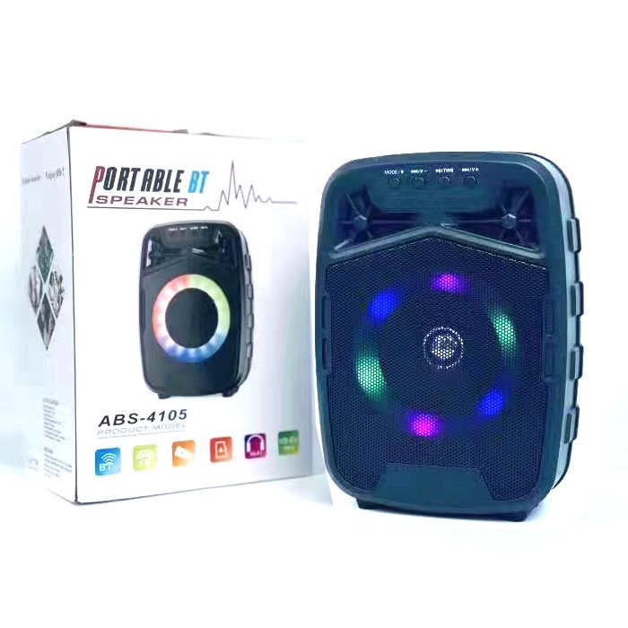 ABS4103 LED Colorful Light Outdoor Wireless Portable Bt Speaker HIFI Music BoxI FM Radio 4 inch Active Bass Woofer Party Speaker