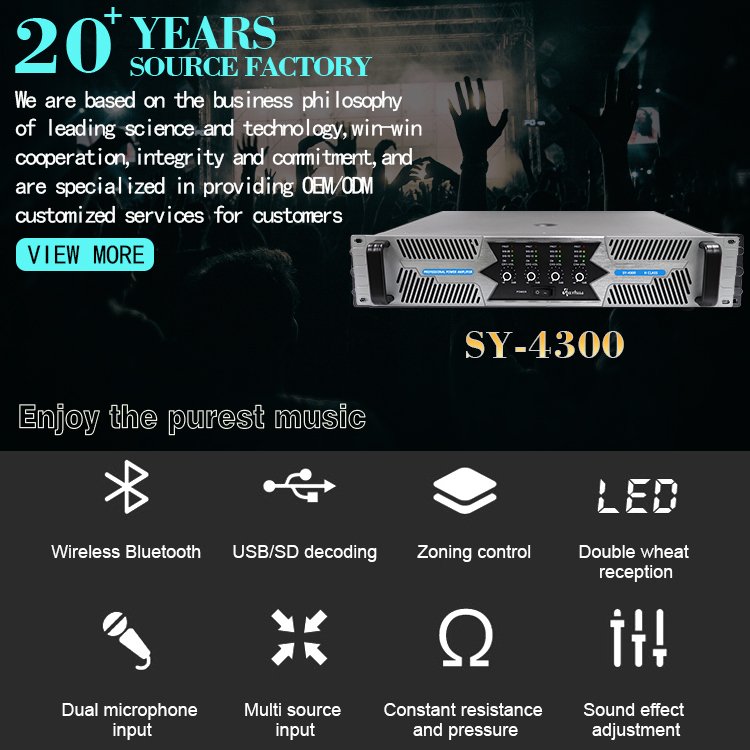 Sound Equipment Amplifiers Speaker 300 Watt Per Channel Power Amplifier Class H Audio Amplifiers For Outdoor Stage Performance