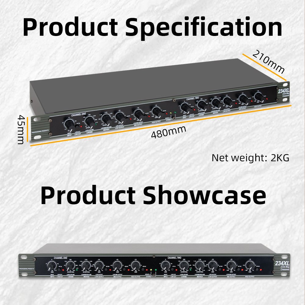 234XL Professional Digital Crossover Sound Peripheral Equipment Amplifier Speaker Stereo 2/3 Way Mono 4 Way Subwoofer Crossover