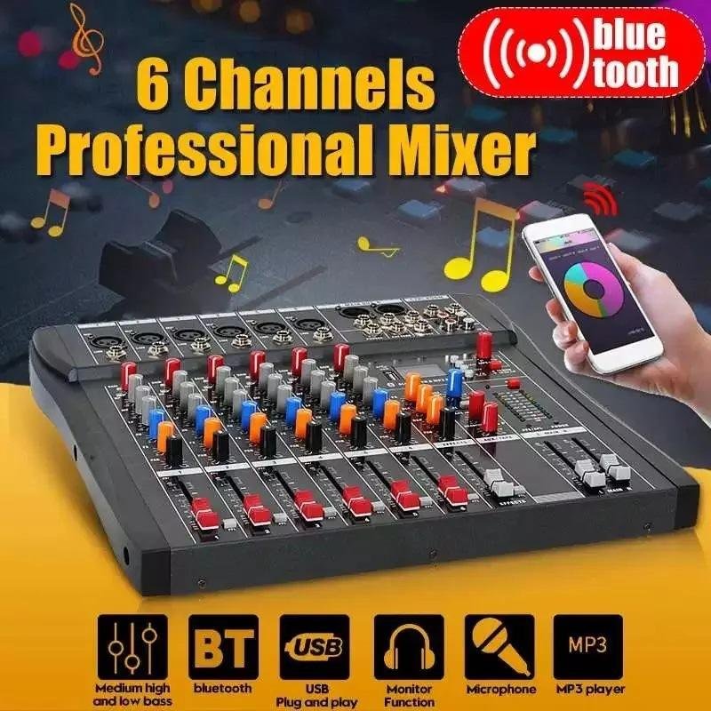 CT-60X Professional 6 Channel 48V USB Bluetooth Microphone Sound System Mixing Console Portable Audio Sound Card & Mixer