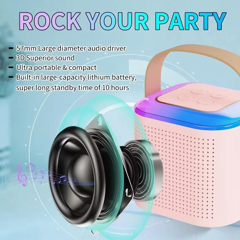 Hublizer ODM/OEM Mini Portable Rgb Light 5W Box Blue Tooth Speaker Karaoke Machine Microphone Speakers Sound Subwoofer Speaker
