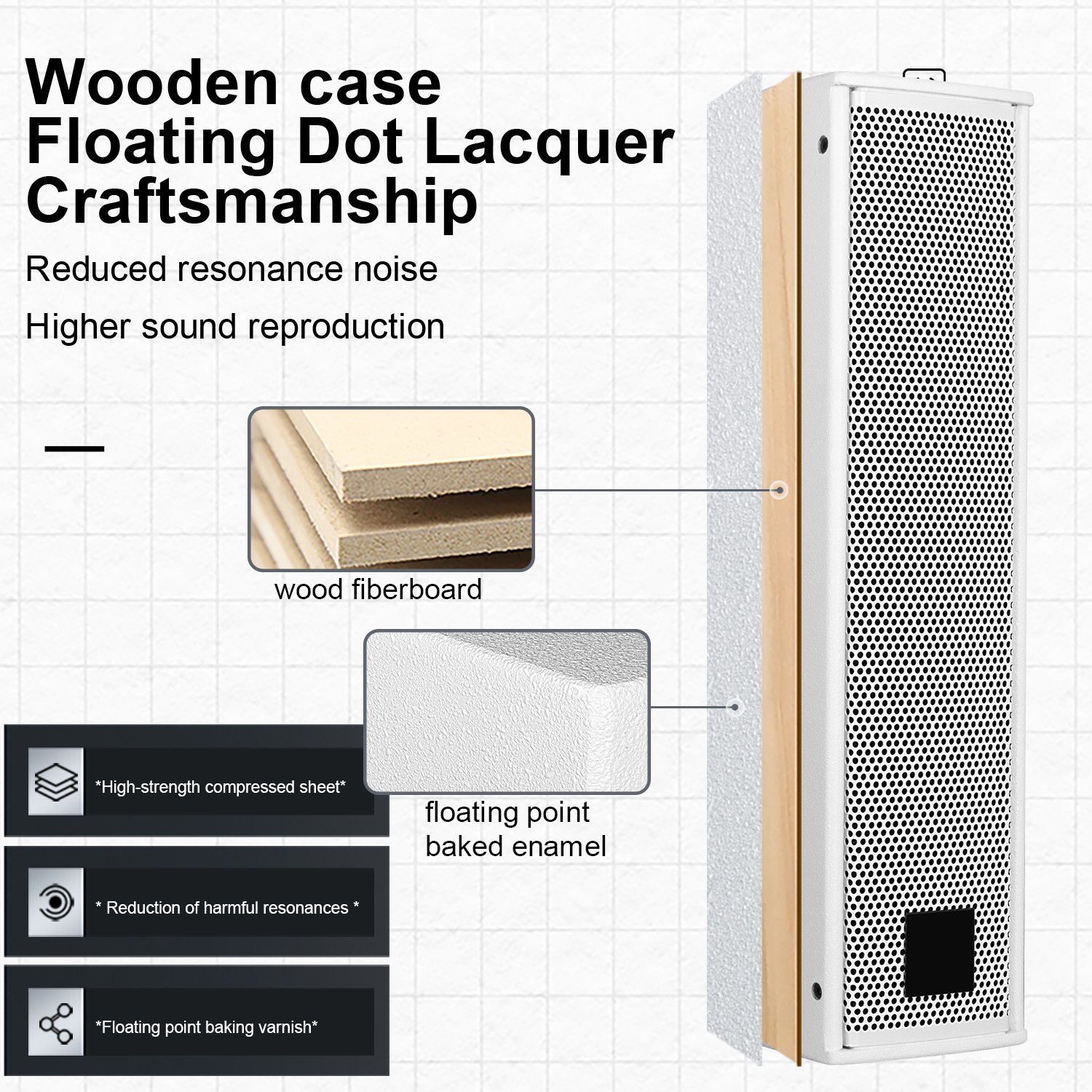 DS44 Professional 150W White Column Sounds System Equipment for Conference Speaker Subwoofer