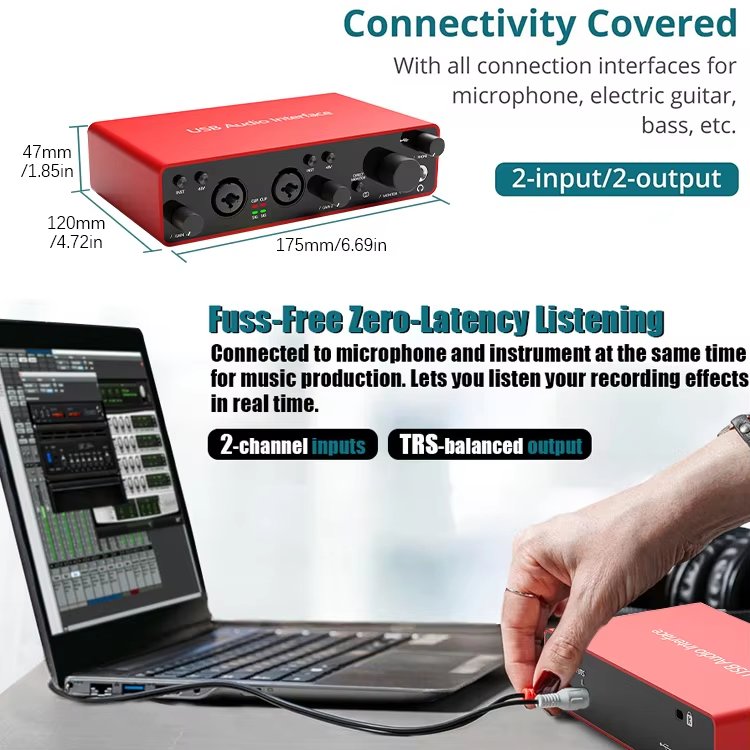guitar condenser microphone audio interface recording studio external ssl pcb xlr usb sound recording studio equipment