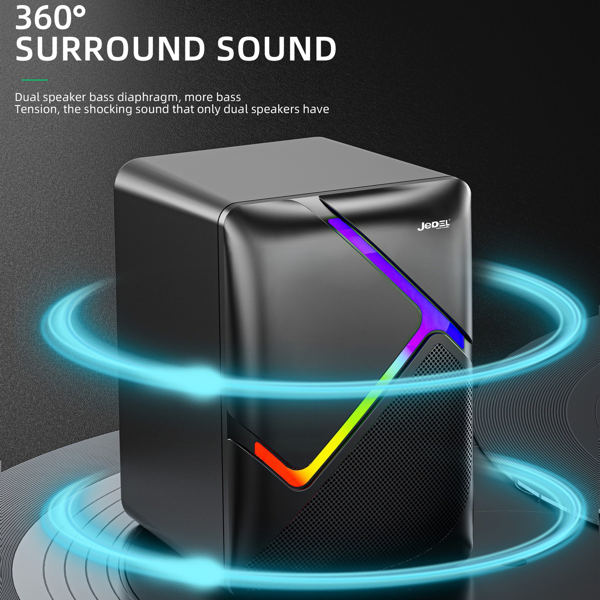 Professional Home Theater LED Light Speakers with Surround Sound USB Communication Party DJ Computer Speakers Wire and Bass