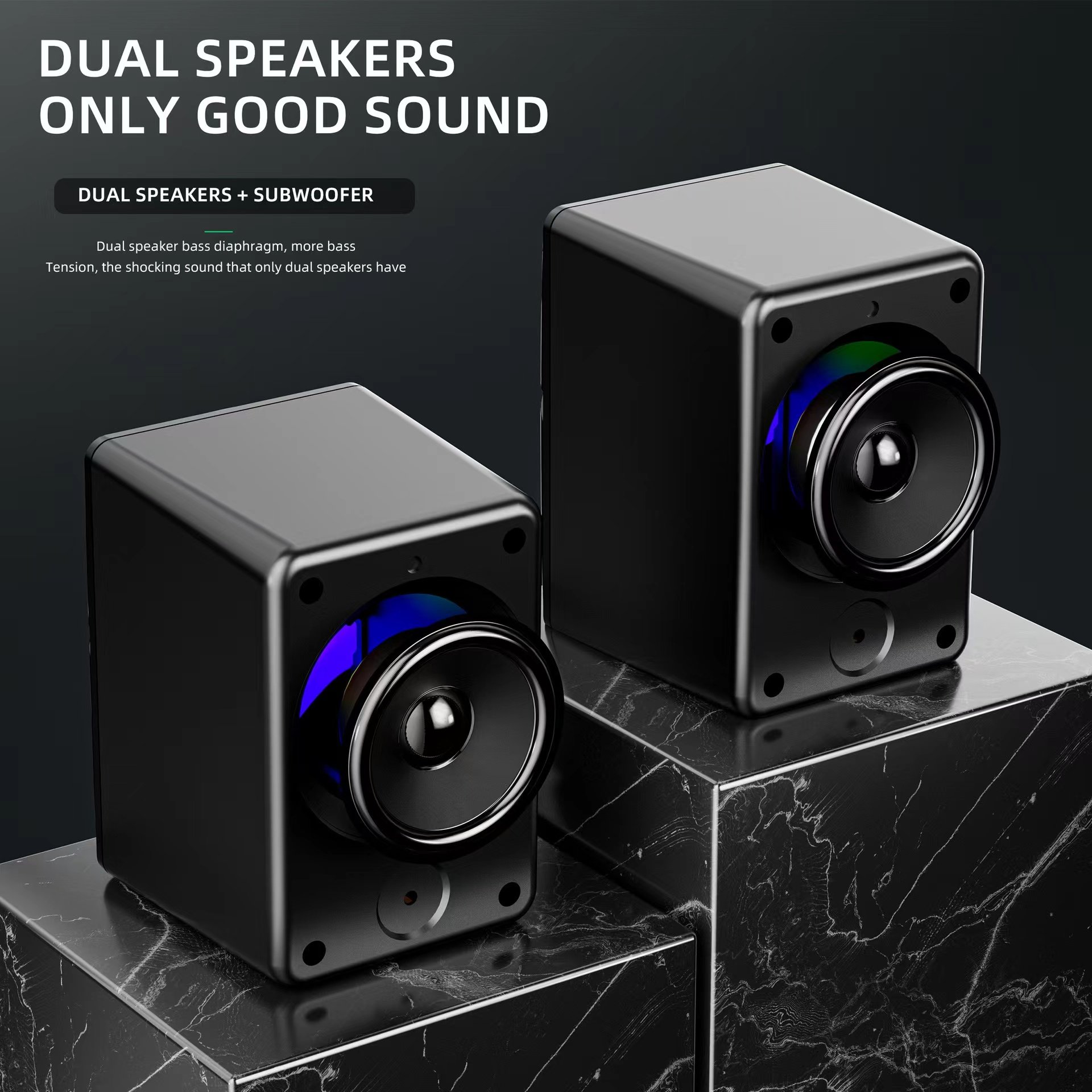 Professional Home Theater LED Light Speakers with Surround Sound USB Communication Party DJ Computer Speakers Wire and Bass