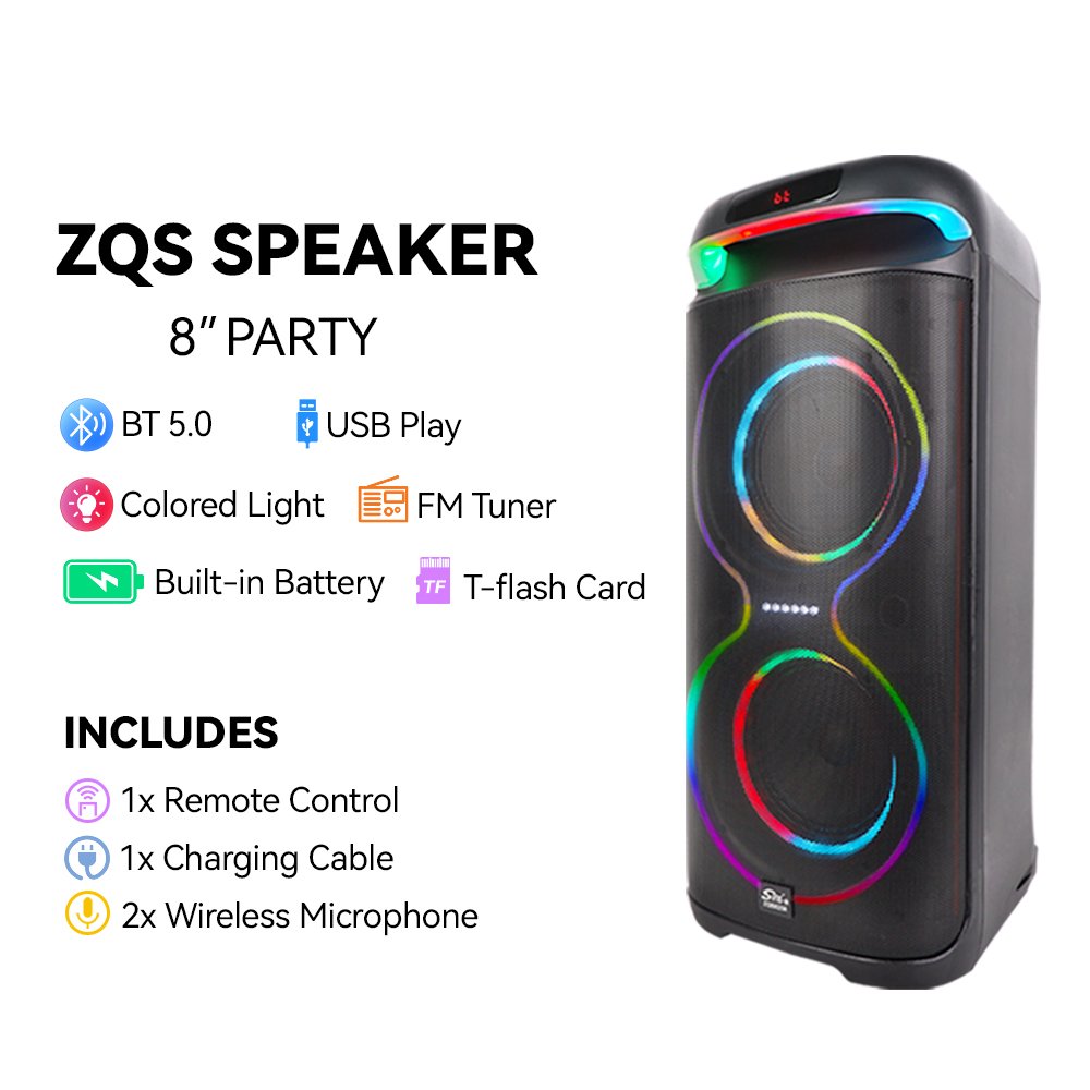 SING-E ZQS8258 Manufactured Factory Customizable OEM/ODM Speaker RGB LED Lighting 50W Horn Party Computer Stage Mobile Phone
