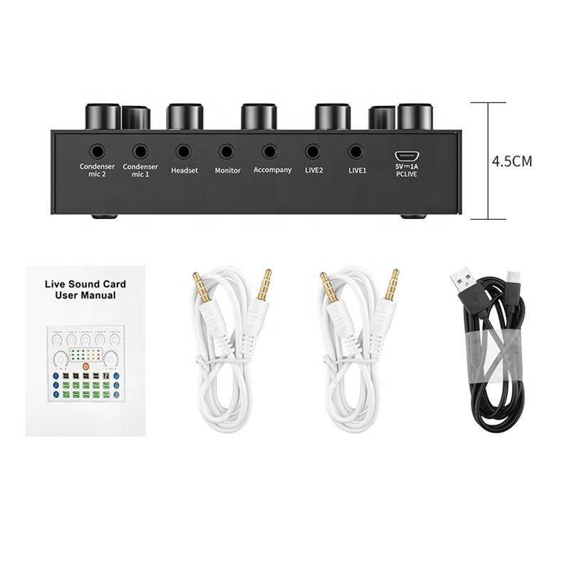 V8S Live Sound Card Podcast Equipment Set BM-800 Microphone Kit Studio Equipment for Live Broadcast/Recording/Studio/Live Stream