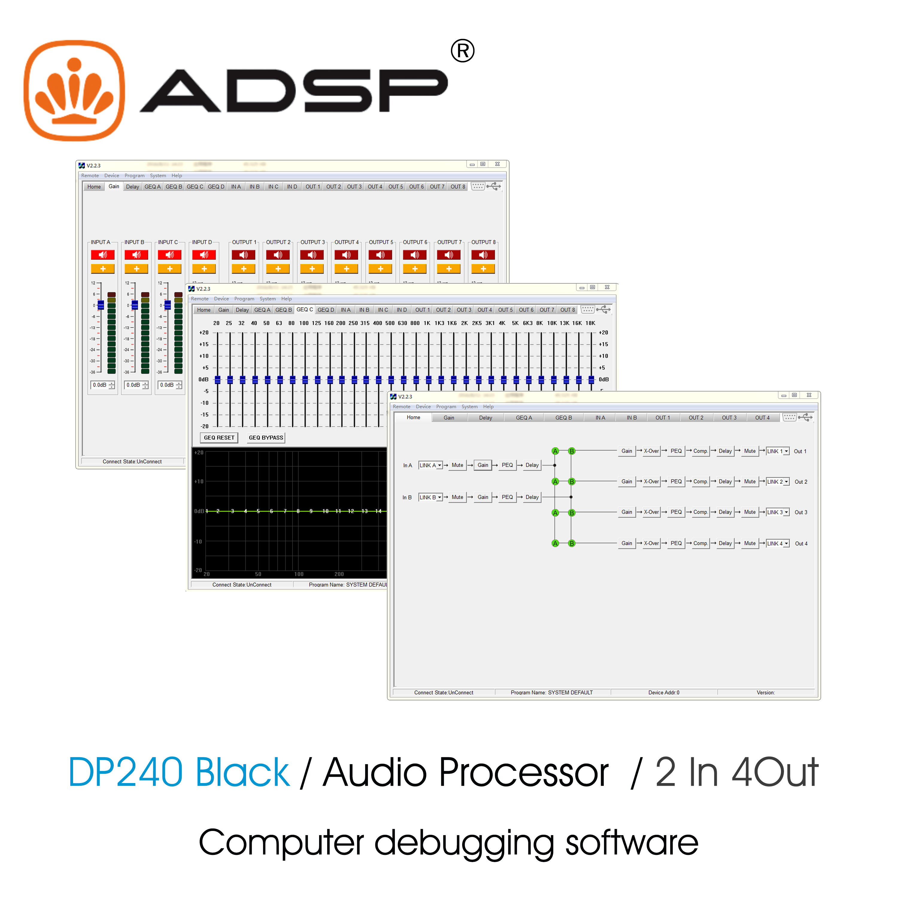 Professional sound system stage audio equipment 2 in 4 output digital signal processor karaoke digital processor audio effect