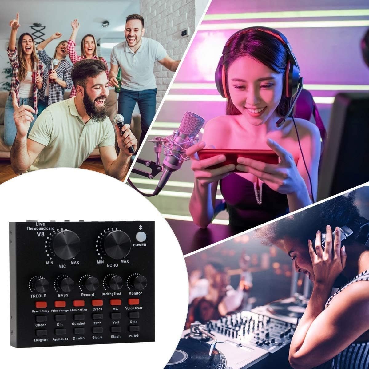 Gooermi BM800 High Quality Condenser Mic with Live Sound Card Kit Podcast Equipment XLR Mic for Podcasting, Streaming