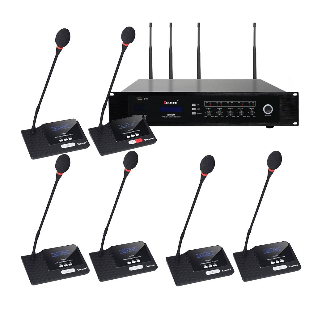 Professional audience sound equipment USB recording and video tracking wireless portable conference system YCU892