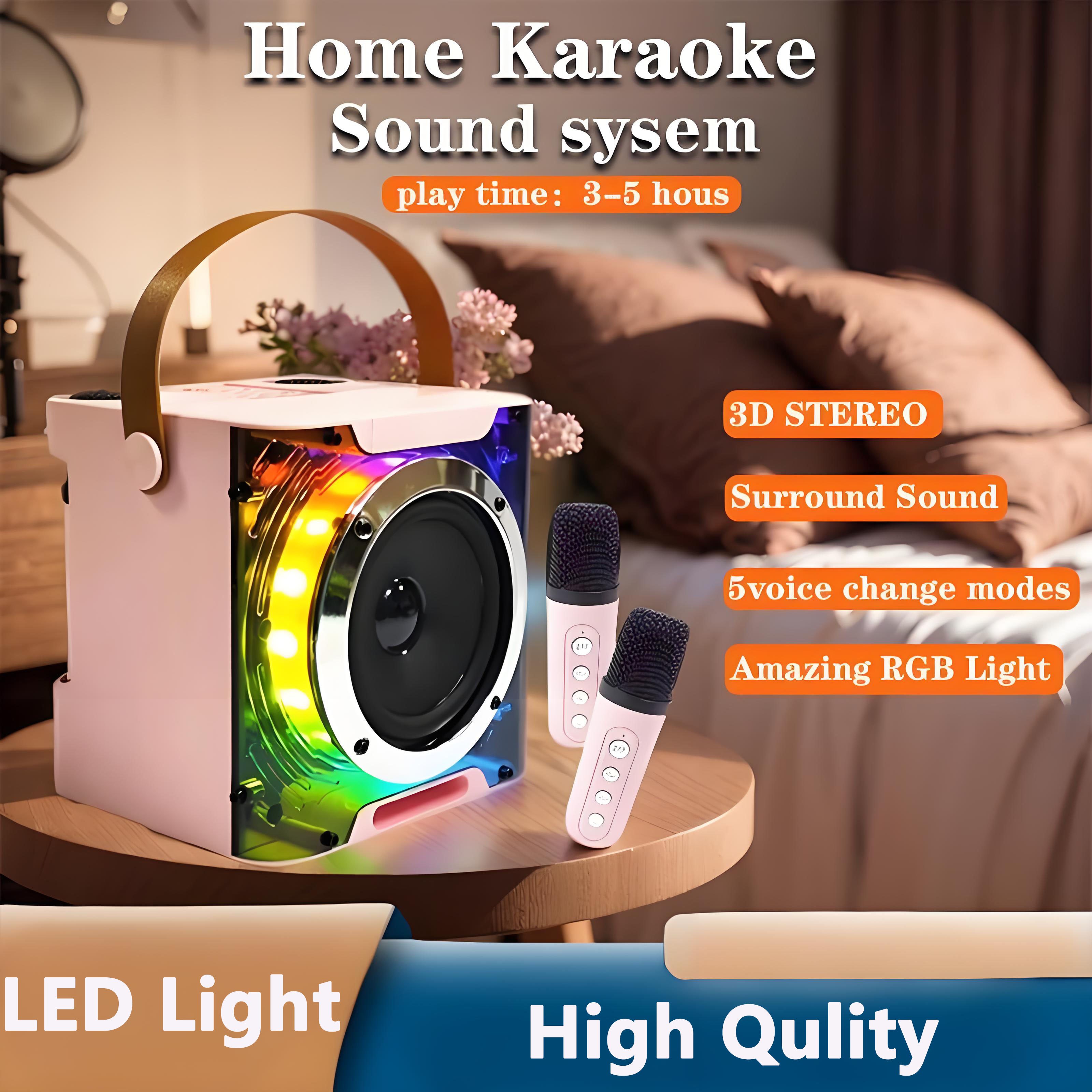 YS210 Home Party KTV Colored LED Lamp Portable Speaker Music Box Bluetooth Speaker with Microphone Karaoke Wireless Speaker