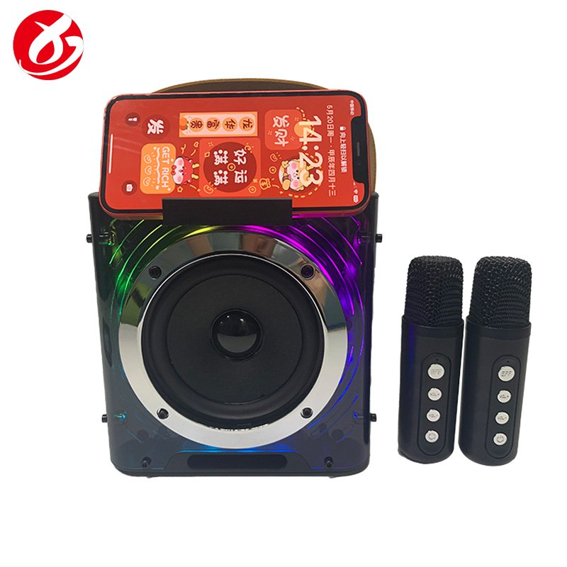 YS210 Home Party KTV Colored LED Lamp Portable Speaker Music Box Bluetooth Speaker with Microphone Karaoke Wireless Speaker