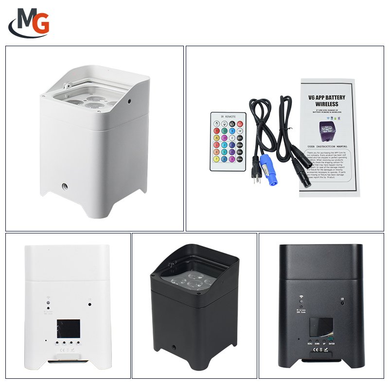 Wireless Wifi Control 6*18W RGBWA+UV 6in1 Adjustable Inground Uplight LED Battery Square Inground Uplight For Wedding Party