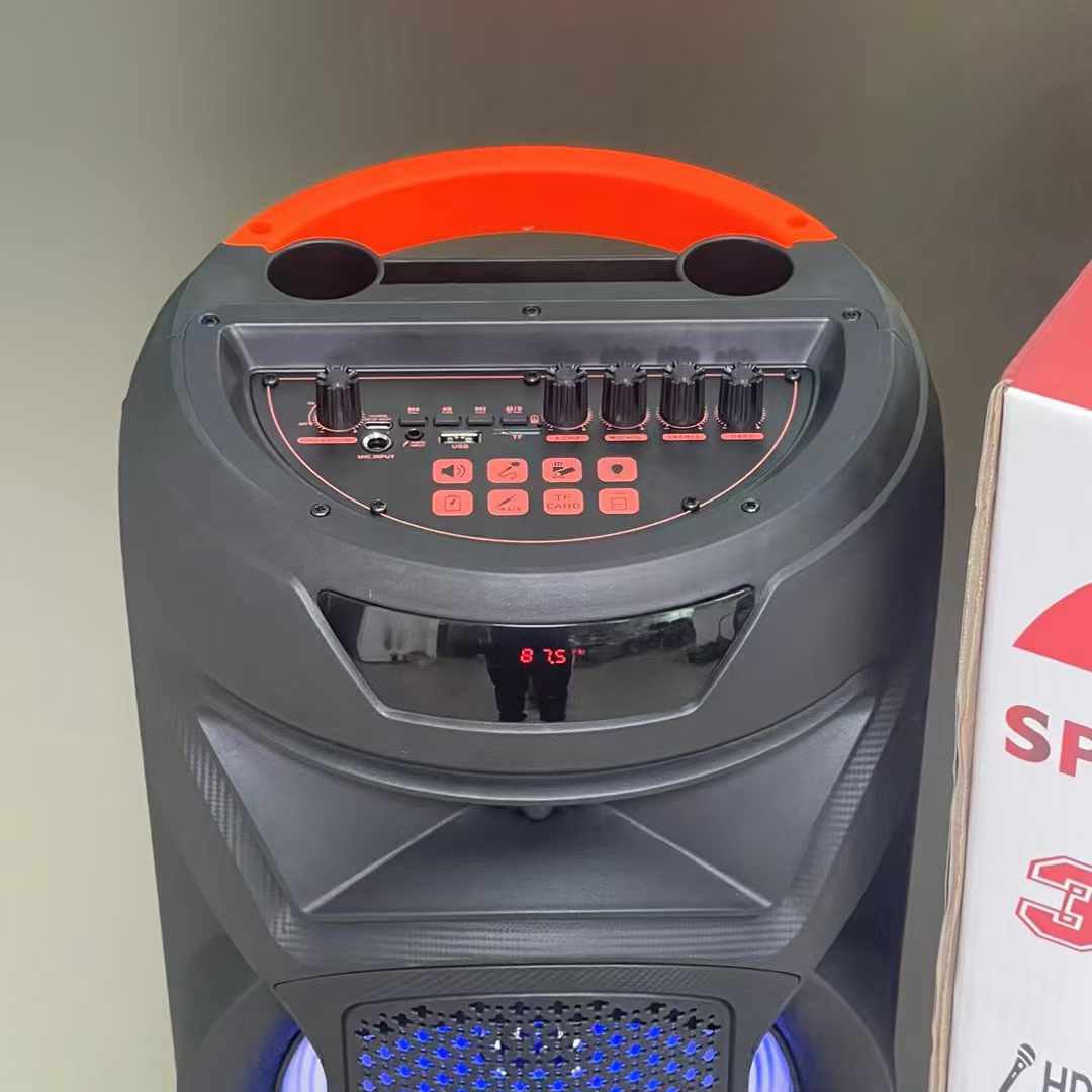 8 inch Supper Bass Wireless Blue-tooth Karaoke Speakers With Mic HIFI Stereo Woofer LED Colorful Light Tower Party Speakers