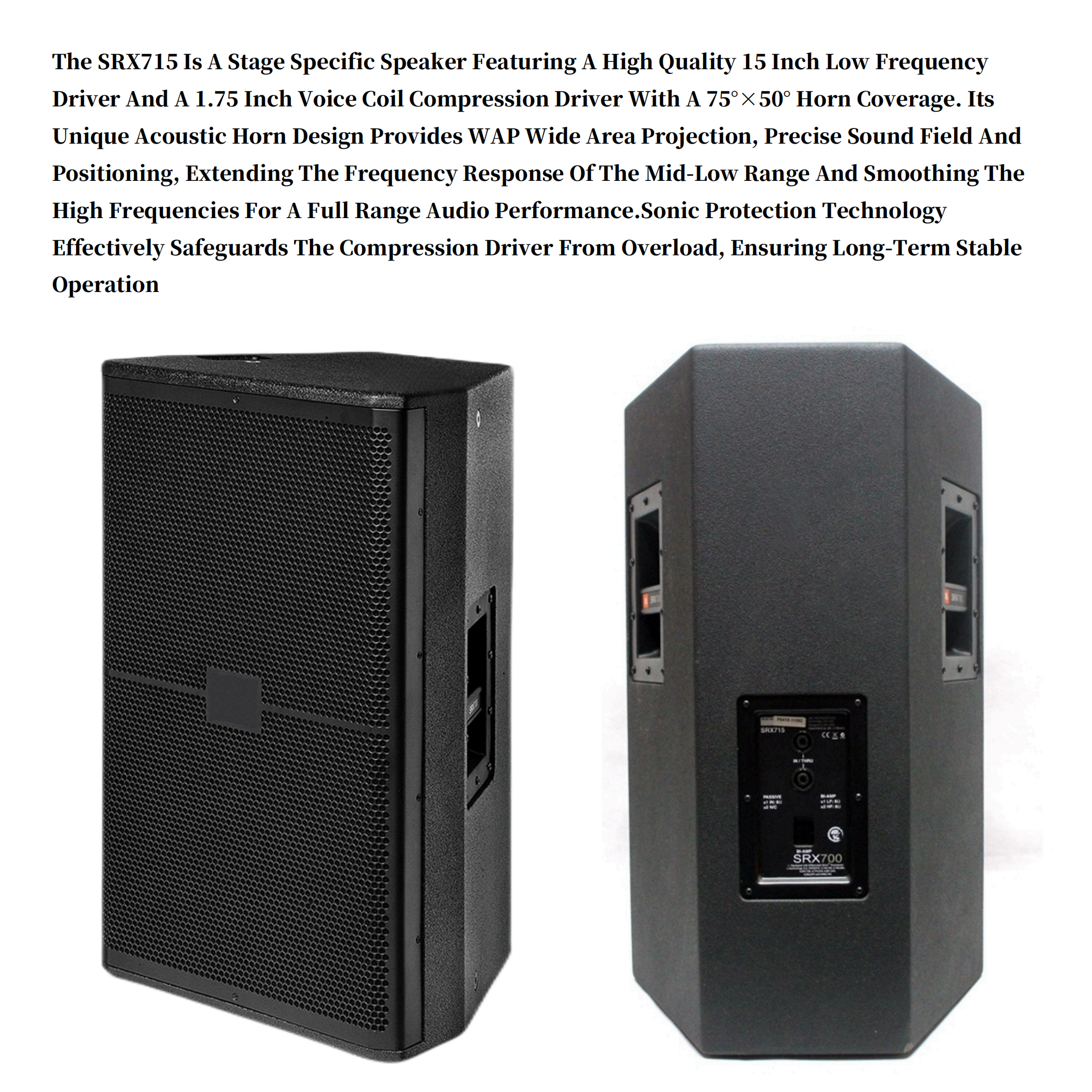 Passive 450W 15 Inch 2-Way Full-Rang Stage Speakers (2-Way Bass Reflex) Performance Professional Audio Sound Equipment