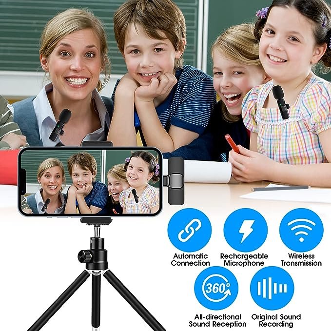 K9 Wireless lavalier Microphone mini mic Professional Podcast multimedia Rechargeable microphone for phone Android
