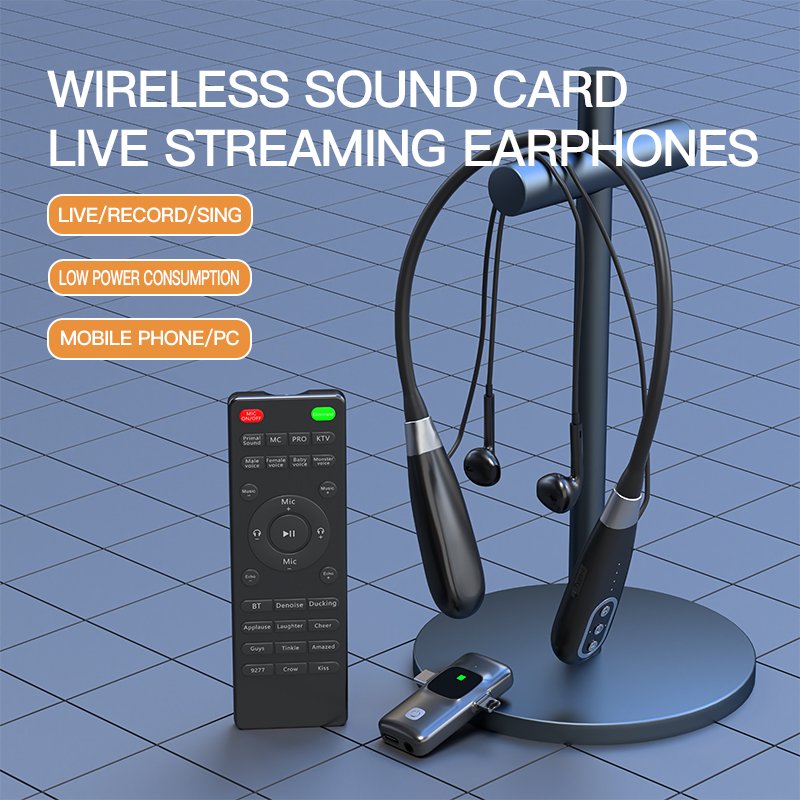 4F Sound Card And Audio Editing Earphones Wireless Sound Card Live Tuning Headphones Live Music Equipment for Singing Streaming
