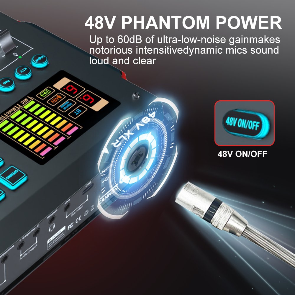 Sound Card V-M16 Podcasting Equipment With 48V Audio Interface Sound Card for Live Stream Gaming Recording Singing Podcast