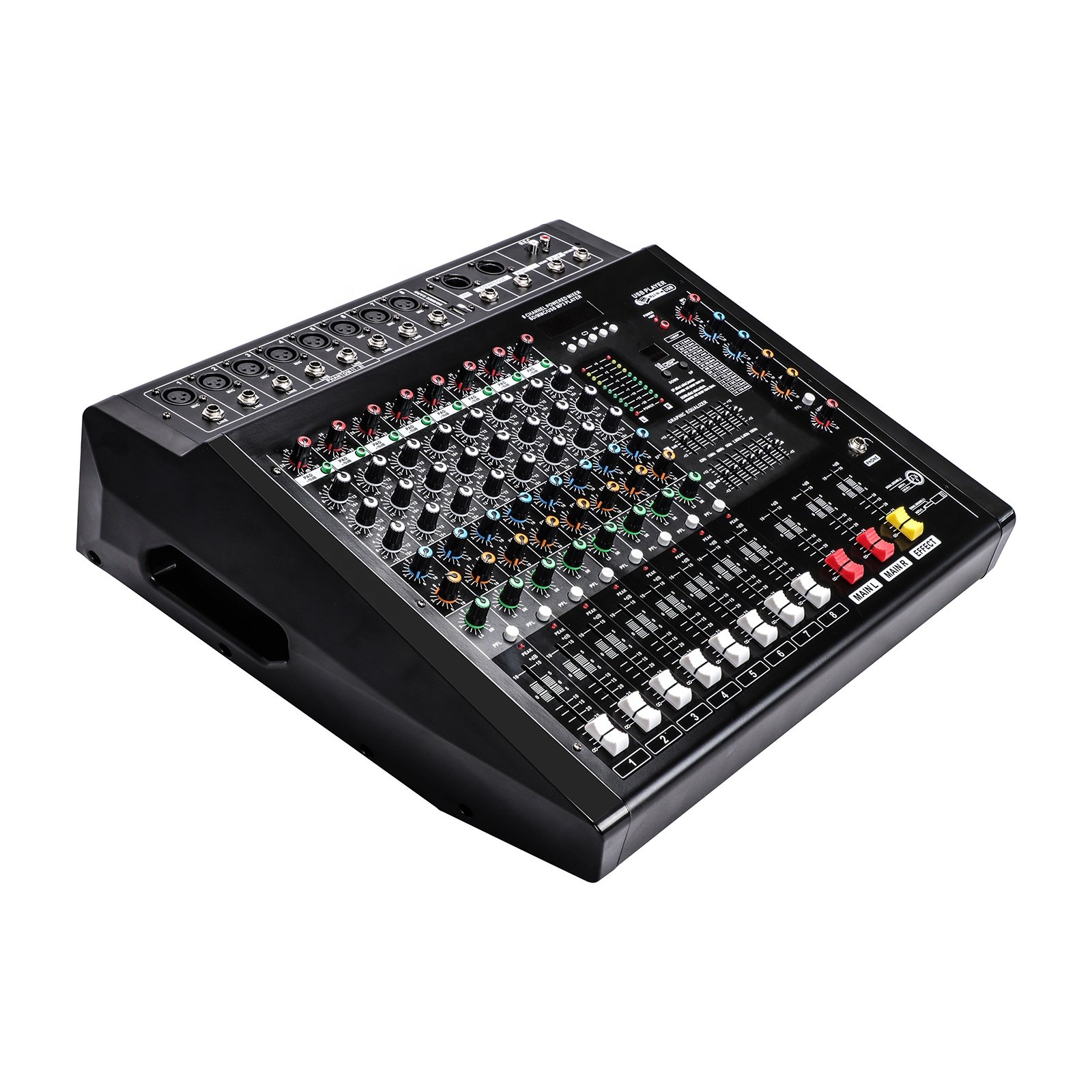 DMX99 Series 8/12/16 Channel Three-Fans BT Powered Mixer 16/99DSP+2EQ 2CH*350W with 48V phantom power/MP3 Audio Sound Equipment