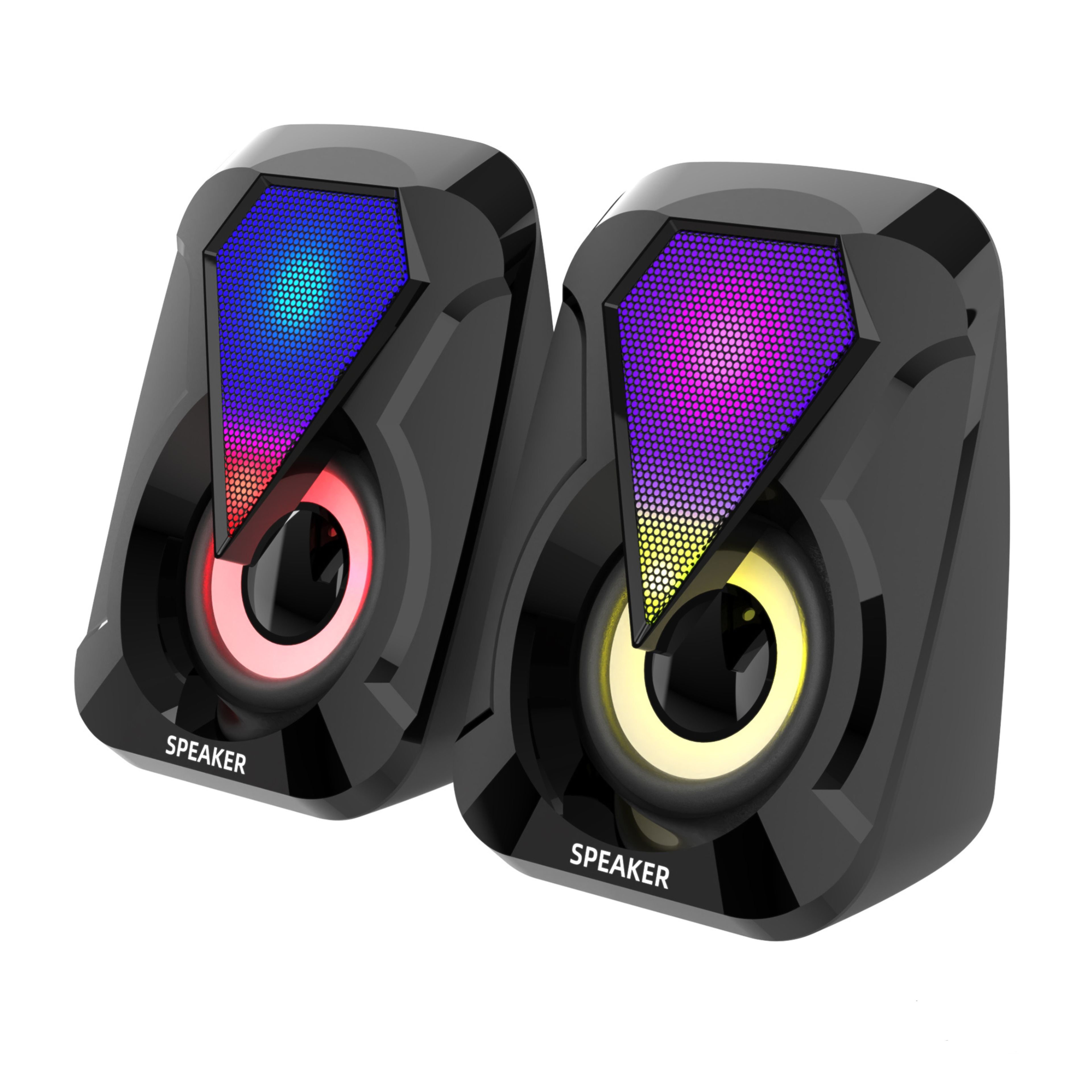 RGB LED Colorful Light Computer Speakers with Subwoofer 3D Surround Sound Stereo Bass Woofer Music Home Theatre Desktop Speaker