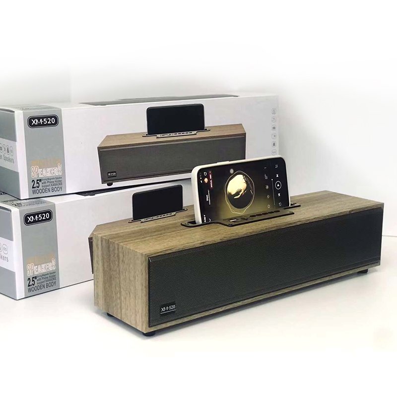 Daul 2.5 inch portable Wooden Wireless holder BT Speaker with FM radio support TF/USB function super bass stereo wooden speakers