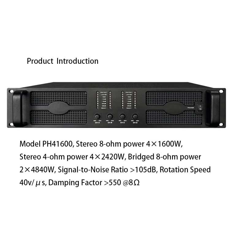 PH41600Four-Channel 4*1600W Pure Rear Stage Amplifier High Performance Receivers & Amplifiers Product