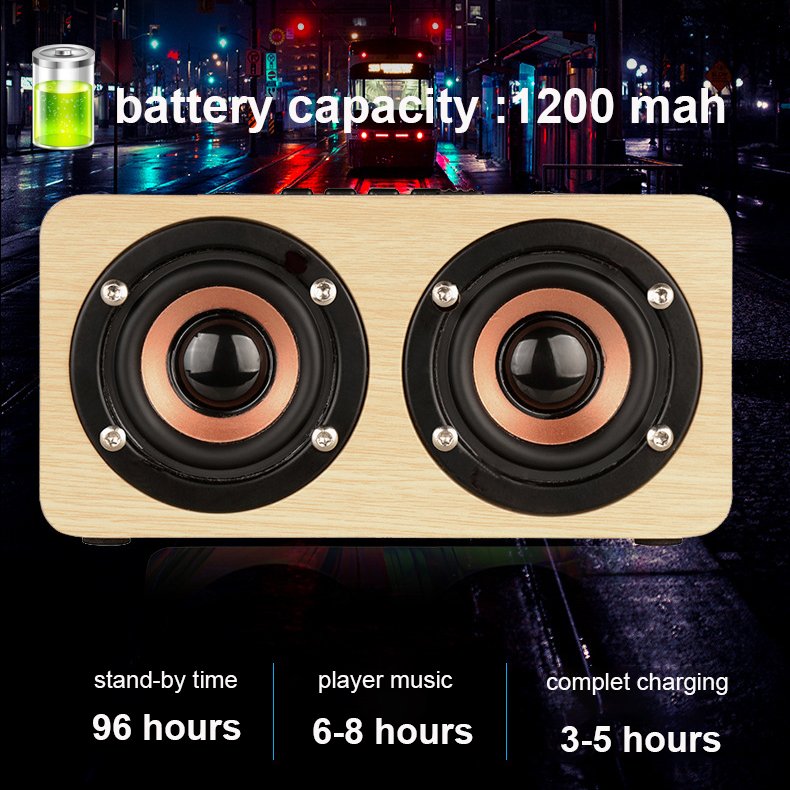 Hifi Built In Microphone Portable Powerbank Blue-tooth Wooden Compute Wireless Speaker