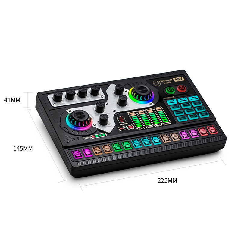 Audio Sound Card Live Streaming Gaming 48V Sound Card Microphone Studio Recording Microphone Mixer Sound Card For Phone Computer