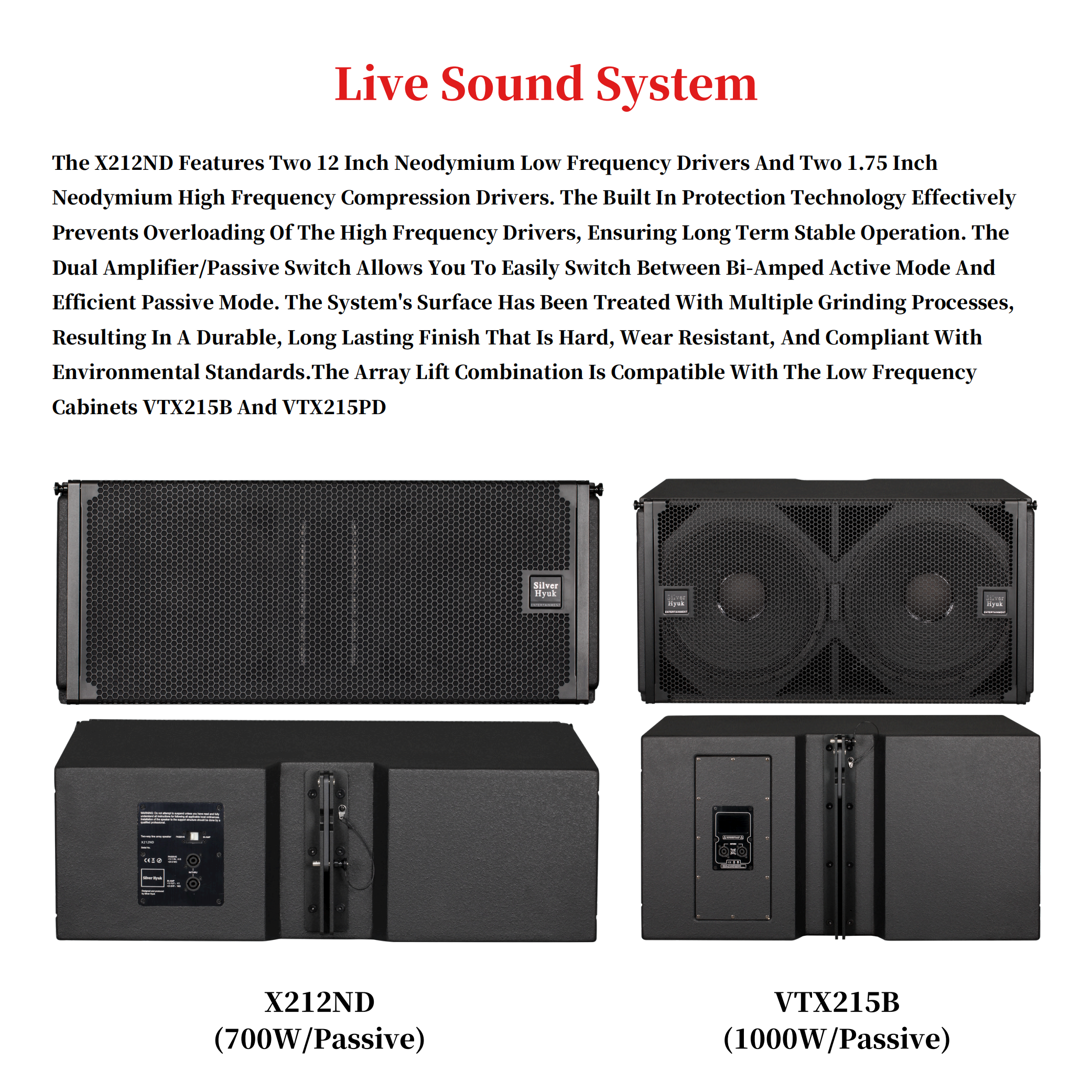 700W Audio Dual 12 Inch Two-Way Passive Line Array Speakers Waterproof Indoor/Outdoor Concert Sound System