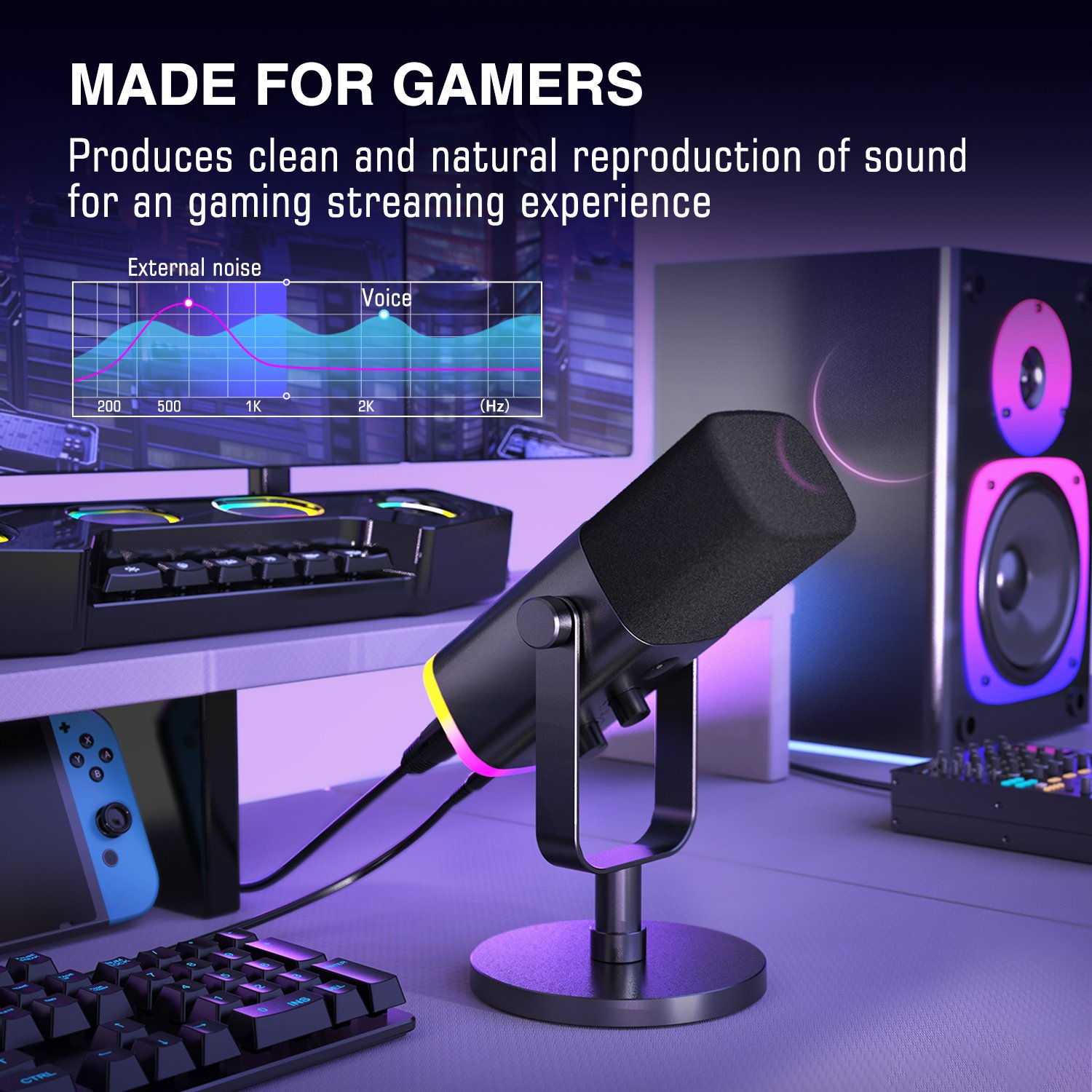 Fifine KSH3 RGB Wired Recording Equipment Studio Soundcard Live Podcast Equipment Podcast Microphone Podcast Soundcard