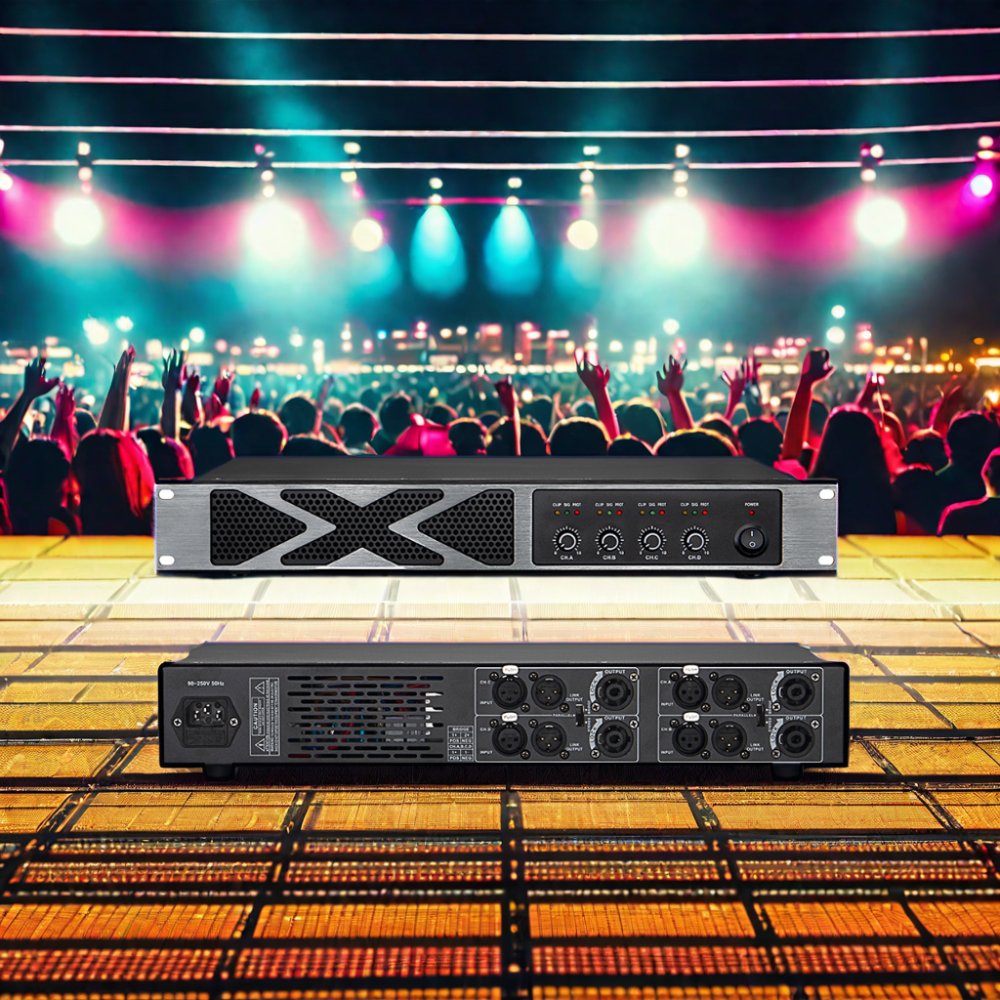 XTUGA X-4.8 Professional 800W*4 4-Channel Power Amplifier With High Quality Audio Class D For Club DJ Karaoke Stage