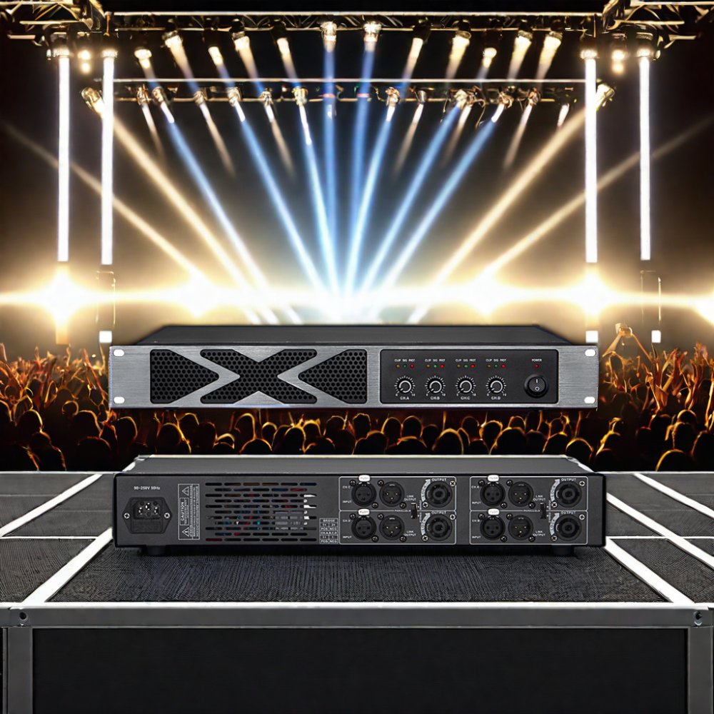 XTUGA X-4.8 Professional 800W*4 4-Channel Power Amplifier With High Quality Audio Class D For Club DJ Karaoke Stage