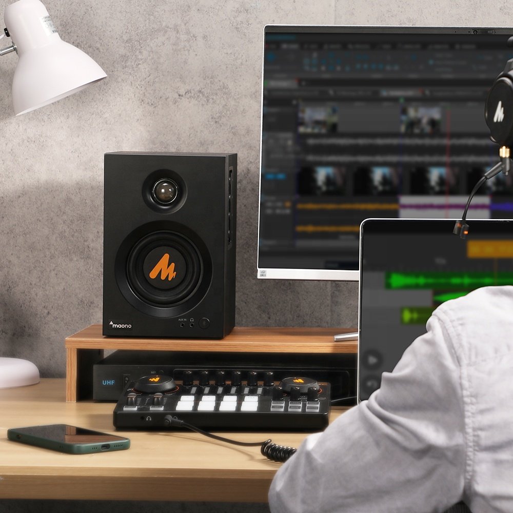 Maono Professional Studio Monitor Speaker Accuracy Stereo Audio Active Speaker Studio Monitor Sound Equipment Amplifier Speakers