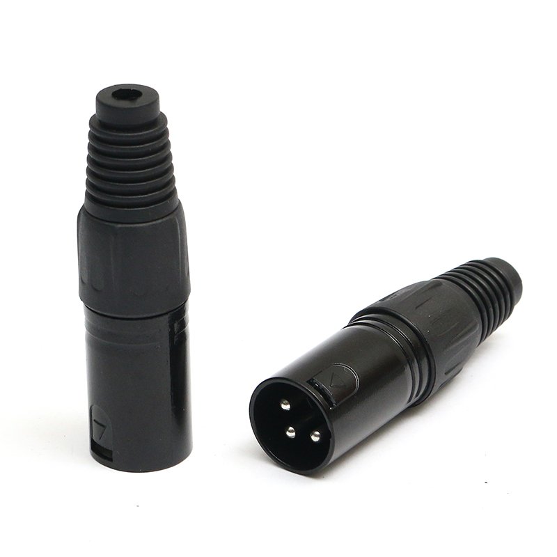 Free Sample OEM Electronic connector Black three-core Cannon plug male audio speaker microphone plug accessories