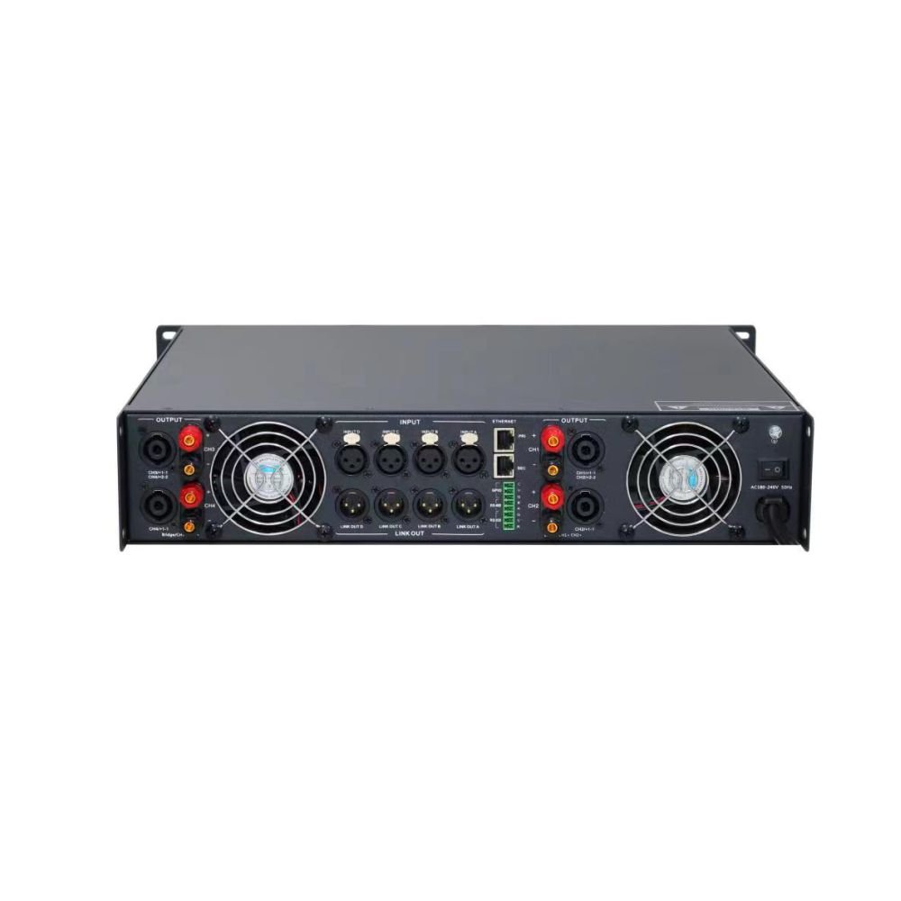 Professional Audio Network 4 Channels 1000W 8 Ohm Power Sound Amplifier with DSP Software Control System and Dante Optional