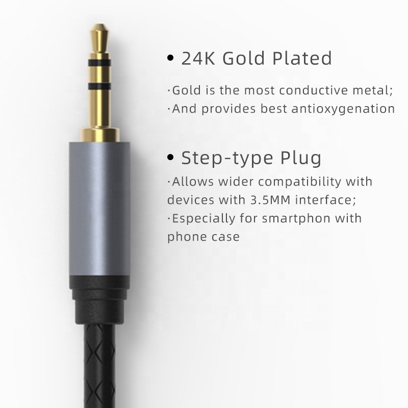 Shielded HIFI OFC Copper Audio Cord Gold Plated High End Pro-Sound 3.5mm Jack Stereo Male To Male Aux Audio Cable