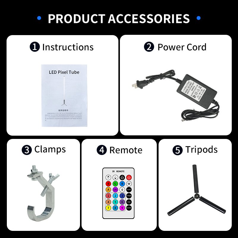 Outdoor DMX Wireless Battery Pixel Tube 360 Degrees RGBWA DMX Stage DJ Light