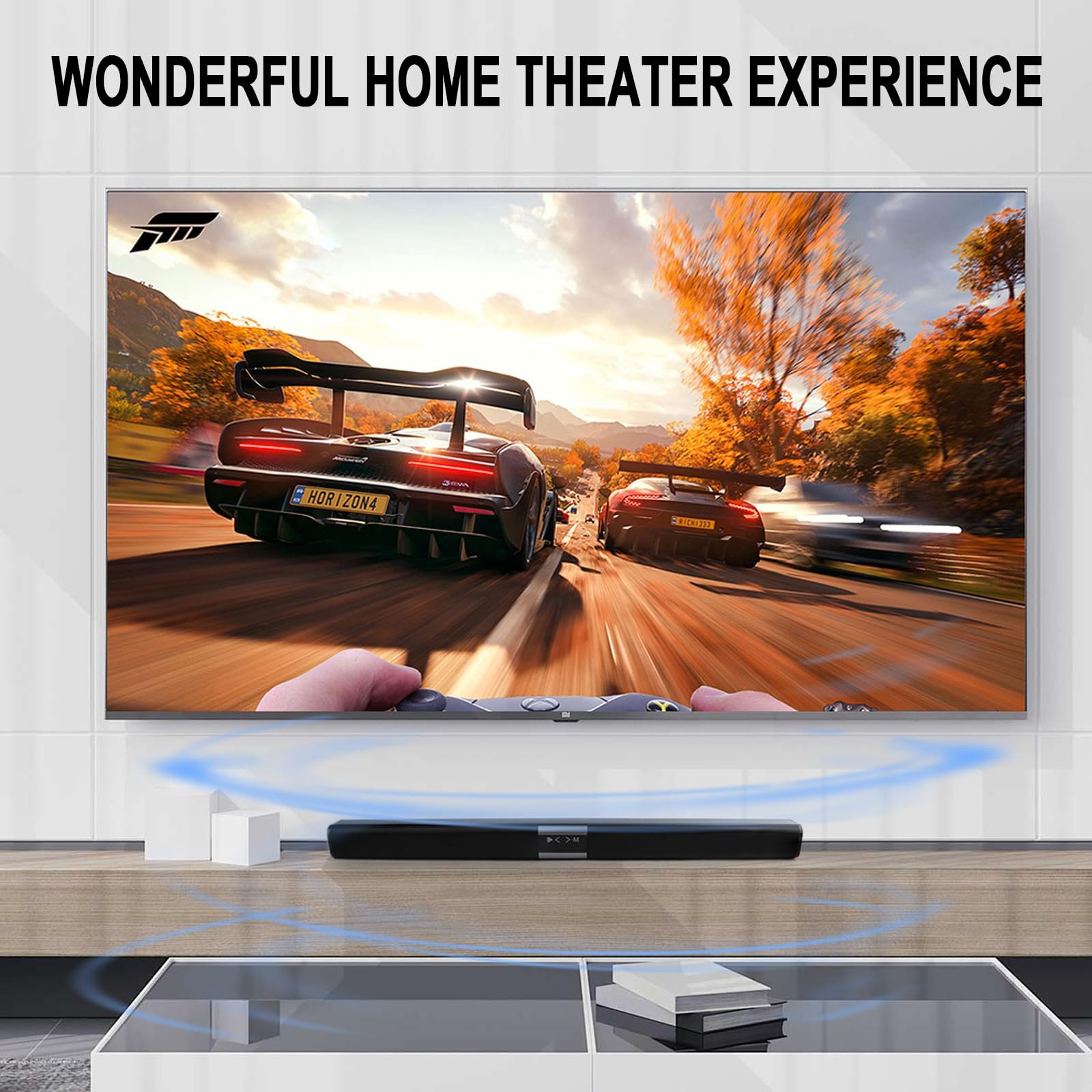 Echo Wall 10W Bluetooth Wireless Speaker with AUX TV Sound Blaster Long Home Audio Equipment Living Room Sound Bar Speaker