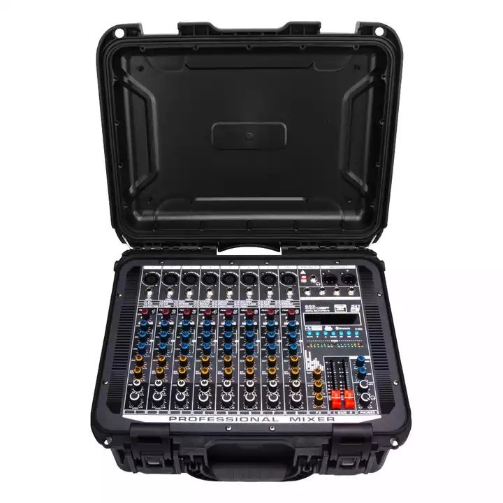 Professional 8 Channel All In One Portable Travel Case High Power 320 Kinds Digital Effects Amplifier Mixer for Array Speakers
