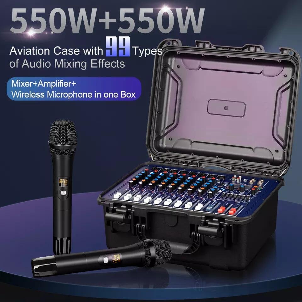 Depusheng GT10M professional 10 channels audio mixer amplifier Equipped with 2 Handheld Wireless Microphones