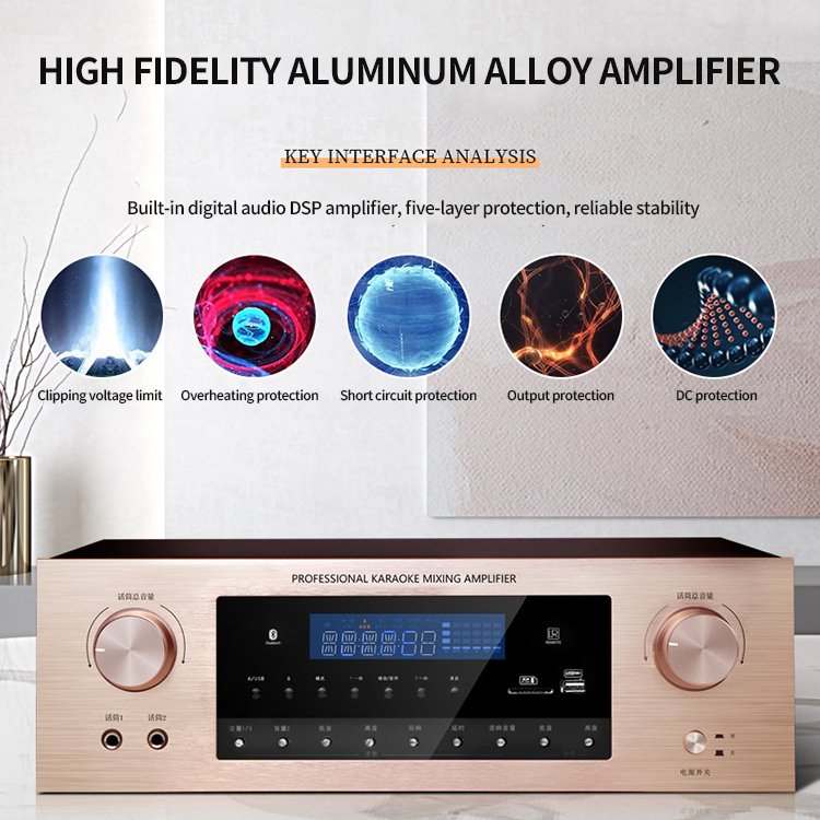 Professional Cheap Power China 750w Amplifier Audio High Quality Wireless Sound Equipment DSP Karaoke Amplifier for Home Theater