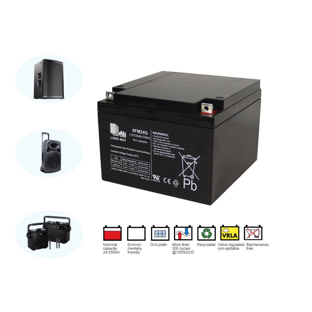 Long Service Life 12v 24ah battery Sound Speaker System used 6FM24G lead acid batteries